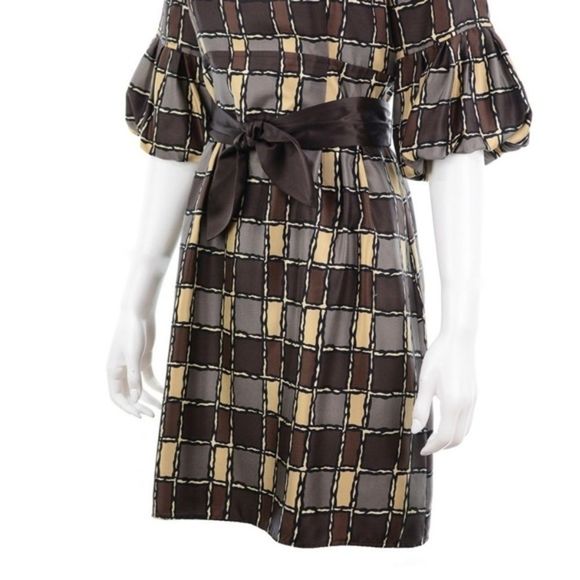 NANETTE LEPORE BROWN SILK DRESS SIZE 8 - Picture 4 of 6